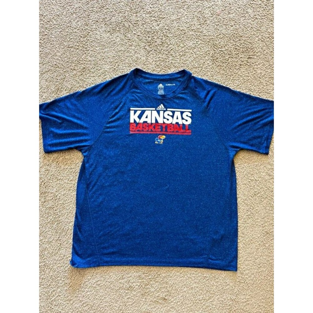 adidas Kansas Jayhawks Basketball Climalite T-Shirt Mens XL Blue Ncaa